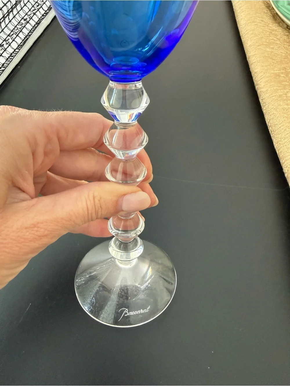 AUTHENTIC BACCARAT VEGA COBALT BLUE CRYSTAL WINE GLASSES – SET OF 4